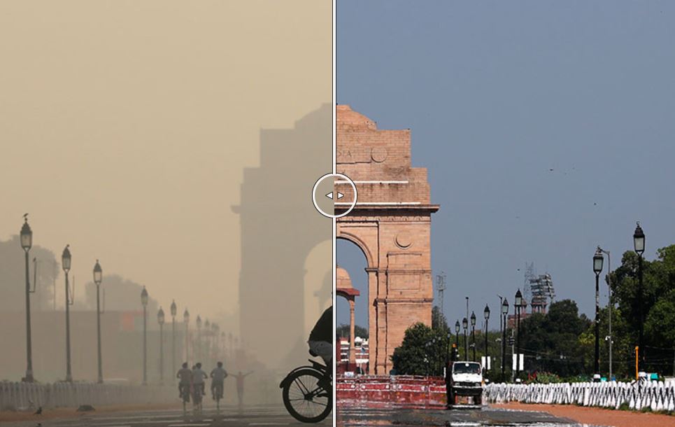 Air quality at India Gate in Delhi - enlarge